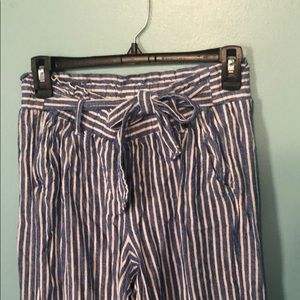 Blue and white striped pants